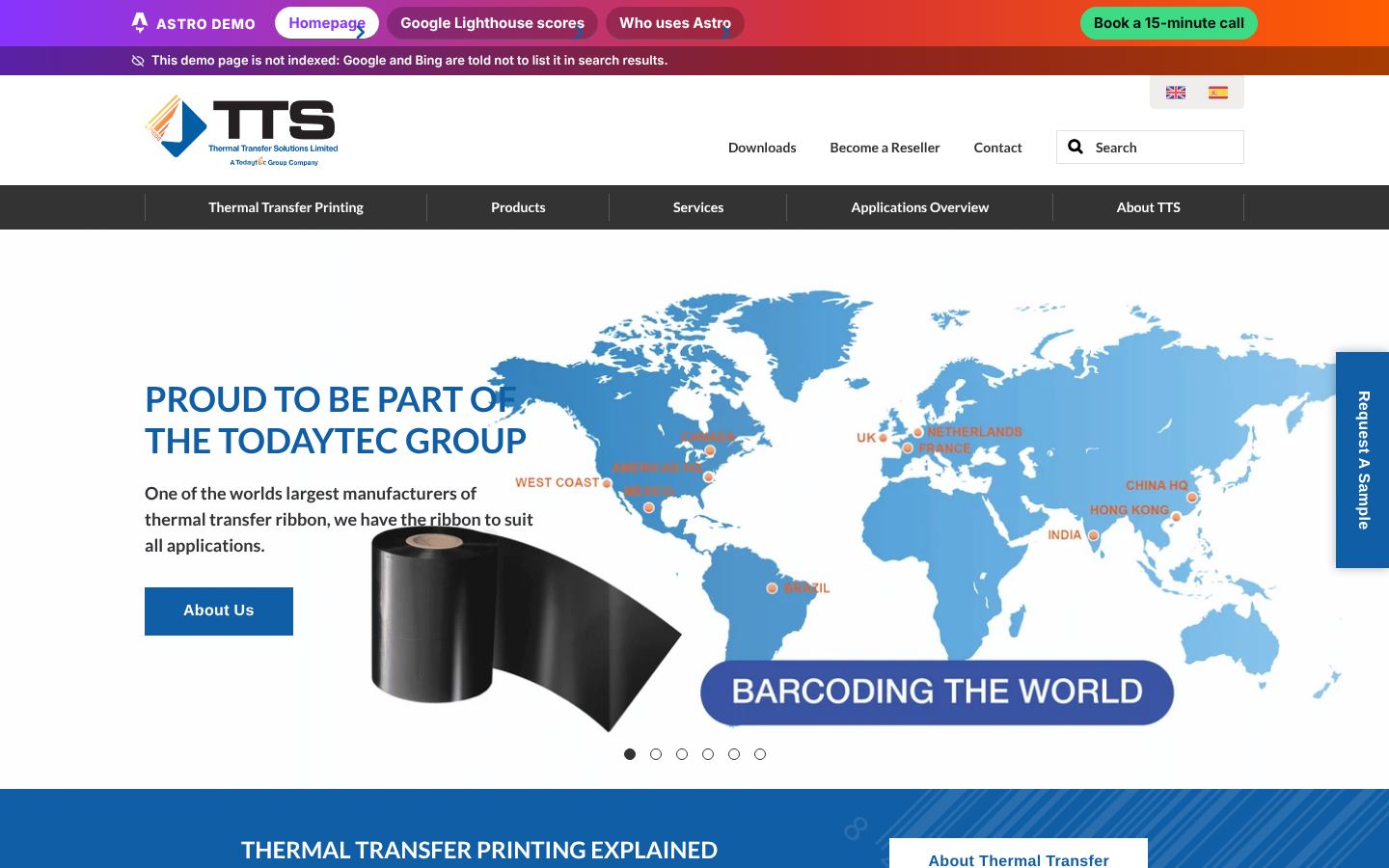Rebuilt on Astro, measured today: homepage screenshot