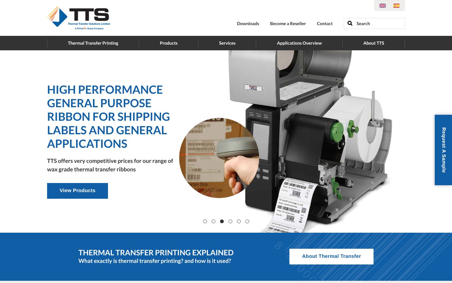 thermaltransfersolutions.com today: homepage screenshot